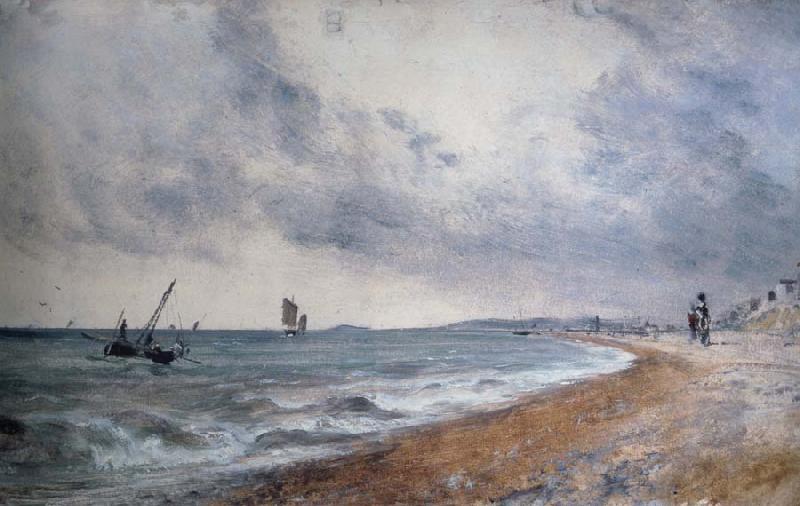 John Constable Hove Beach,withfishing boats France oil painting art